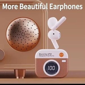 White and Brown Earbud Headphones
